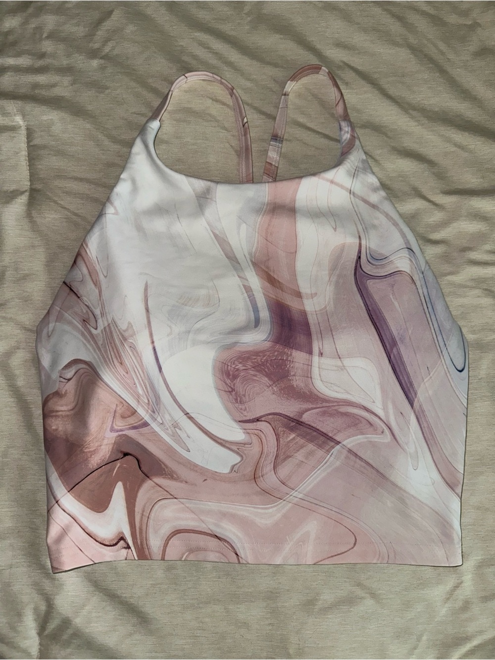 Old Navy Marble-Print Halter Tank Top in Pink and Cream